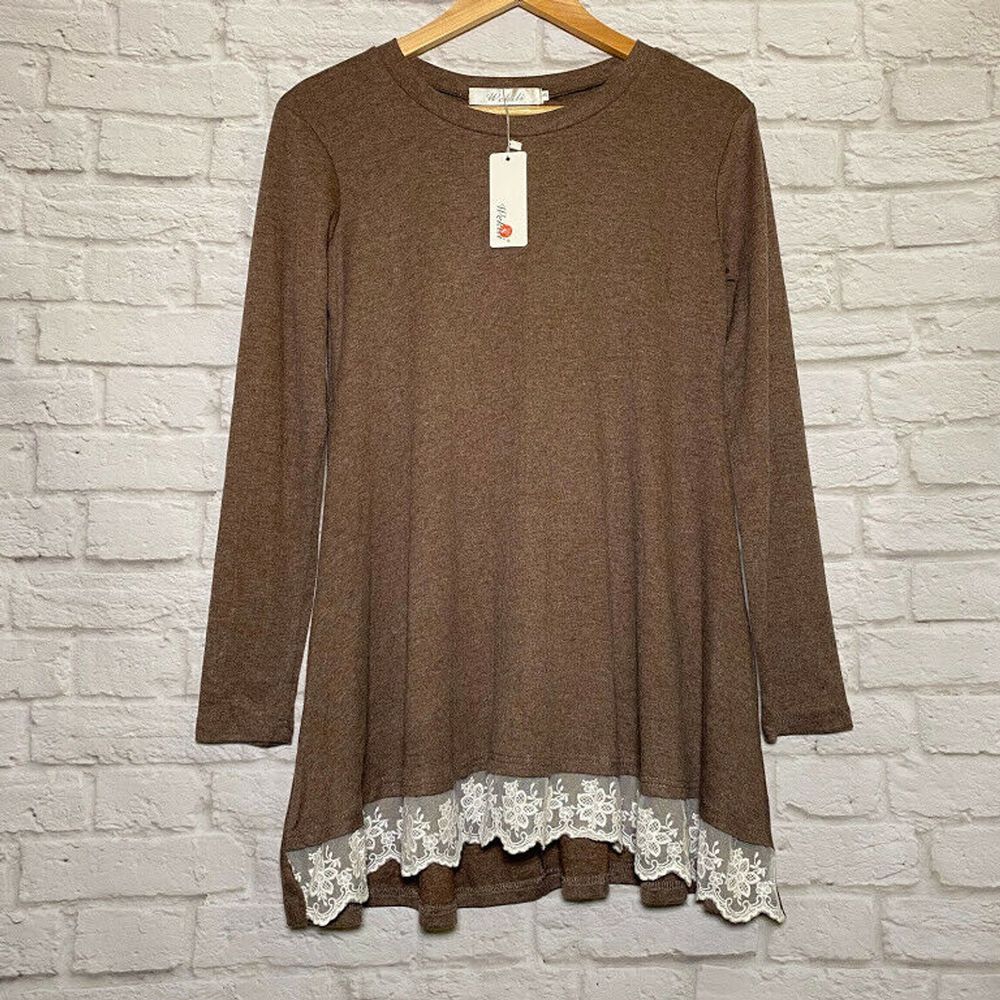 WEKILI Women's Top Lace Scoop Neck Tunic Blouse S